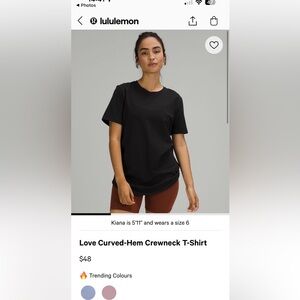 lululemon athletica Black Love Curved-Hem Crewneck T-Shirt